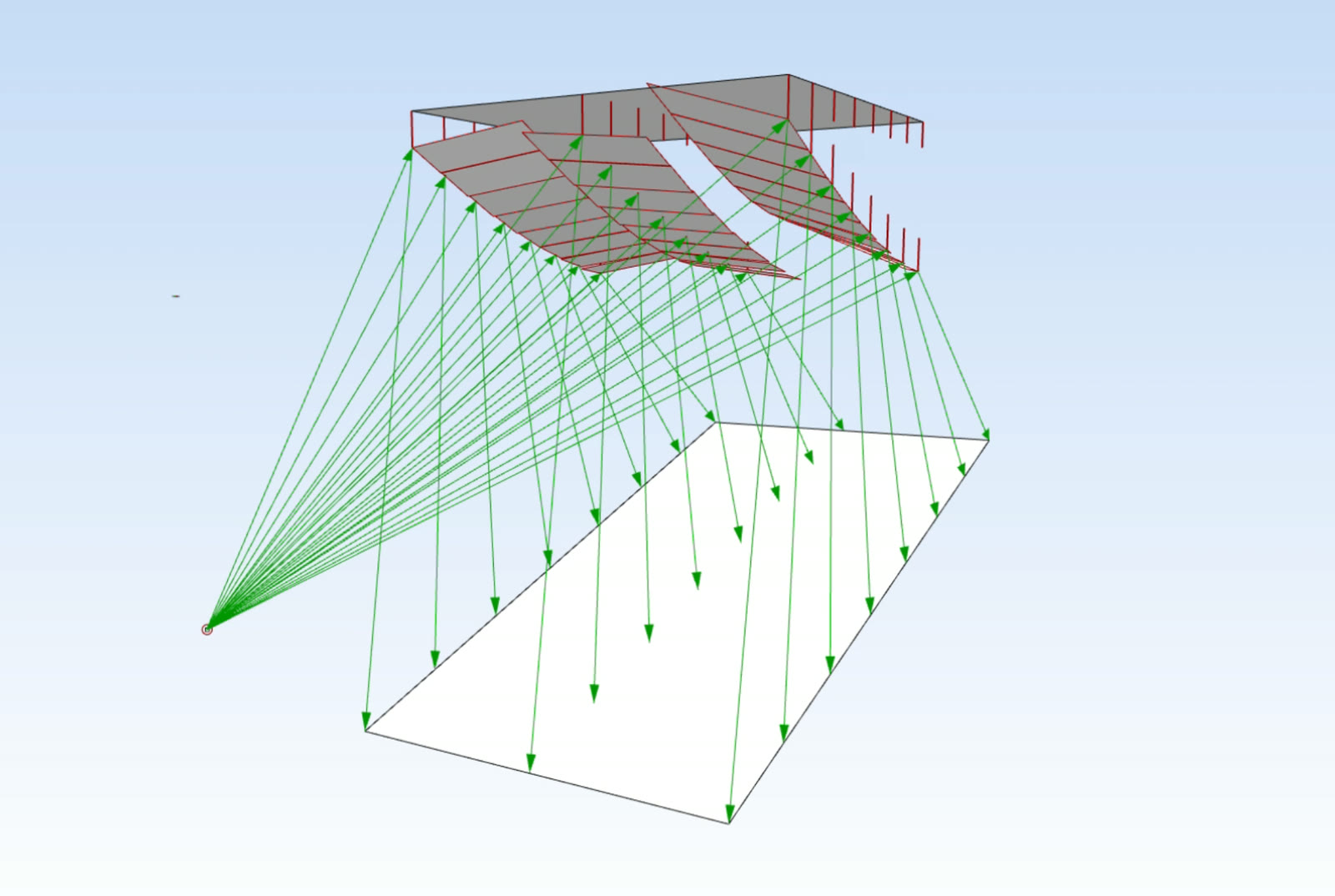 Discrete panel array with reflection rays
